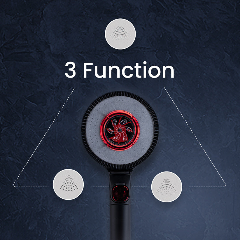 MILA Flowflex Hand Shower - MBHB0206BK, Hand Shower With Double Sided Water Outlet, Multi Function, PP cotton filter, Matt Black Finish, 3 Function Filter